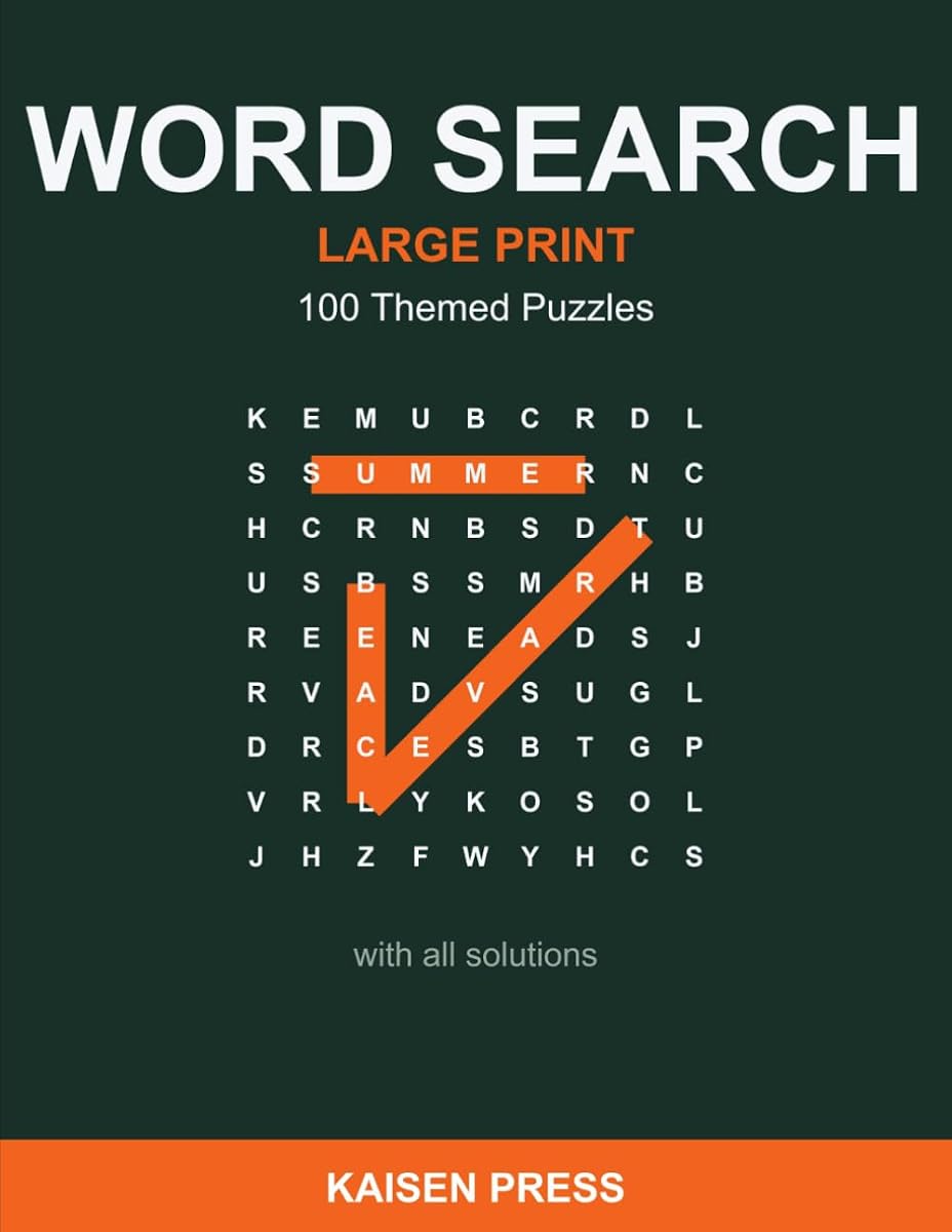Large Print Word Search — 100 Themed Puzzles with Solutions